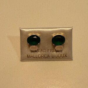 Green and White Crystal Stud Earrings